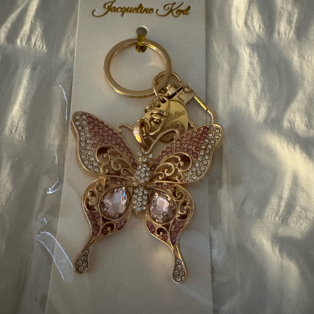 Gold And Pink Butterfly Keychain